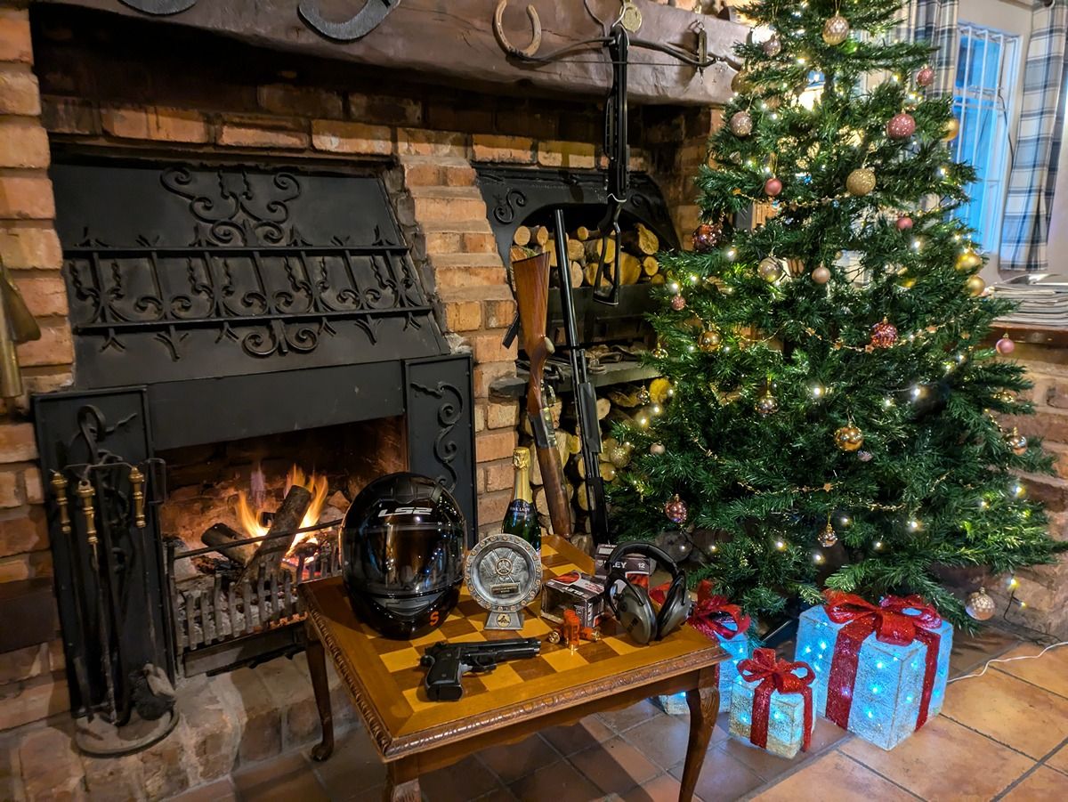 Inside The Lodge by the fire with activity equipment